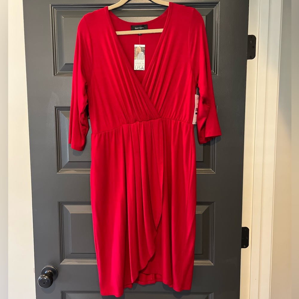 Karen Kane 0x Red knit pleated dress